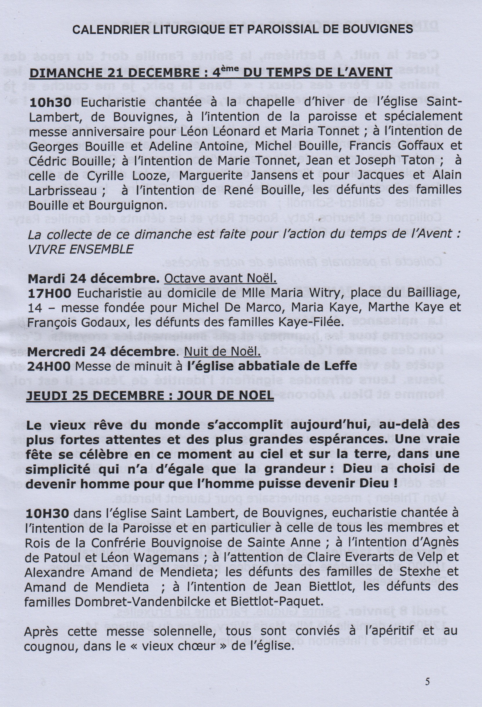 calendrier paroissial  2014