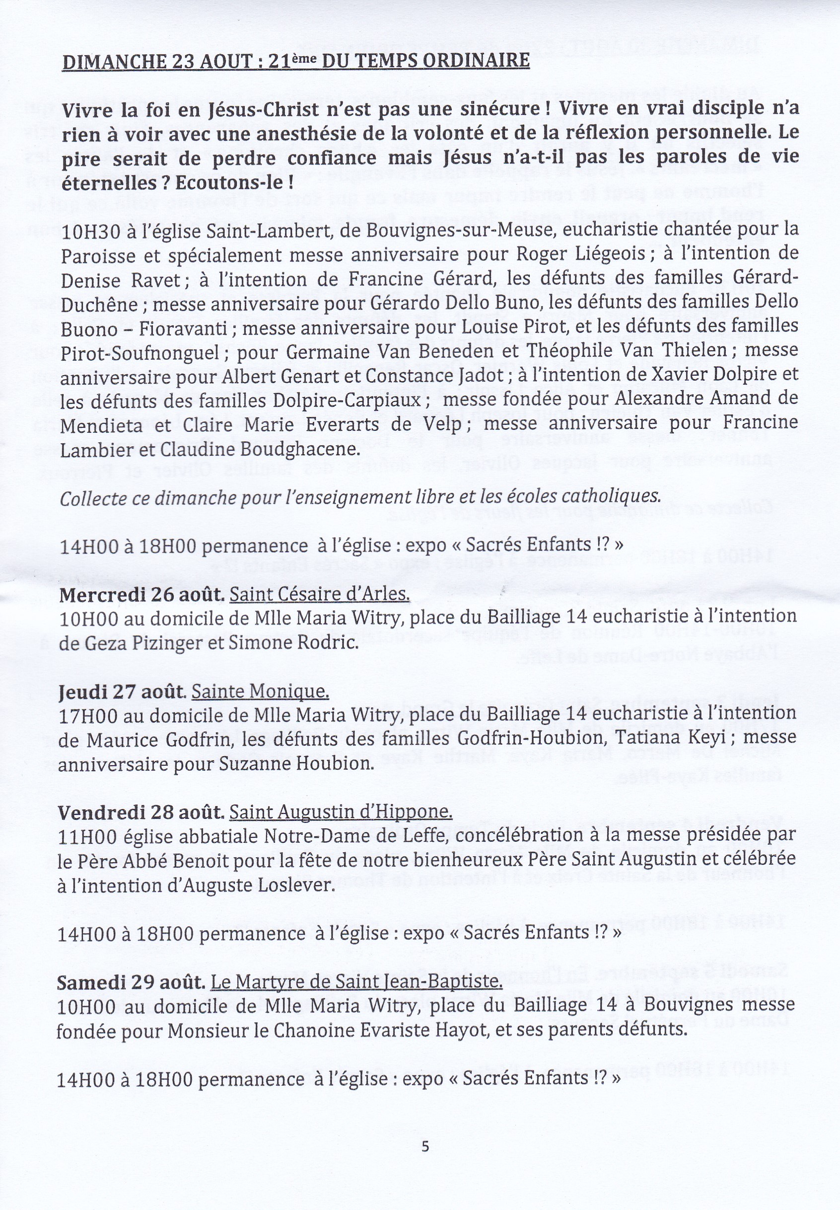 calendrier paroissial  2014