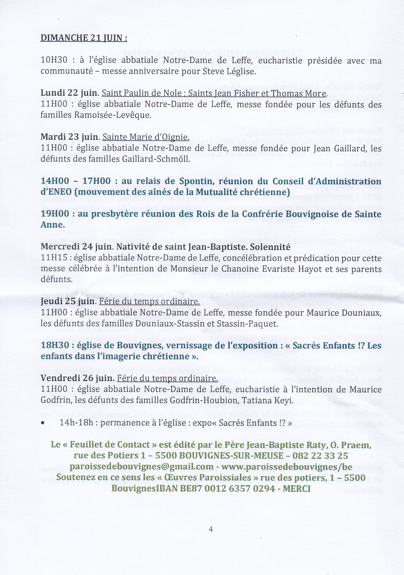 calendrier paroissial  2014