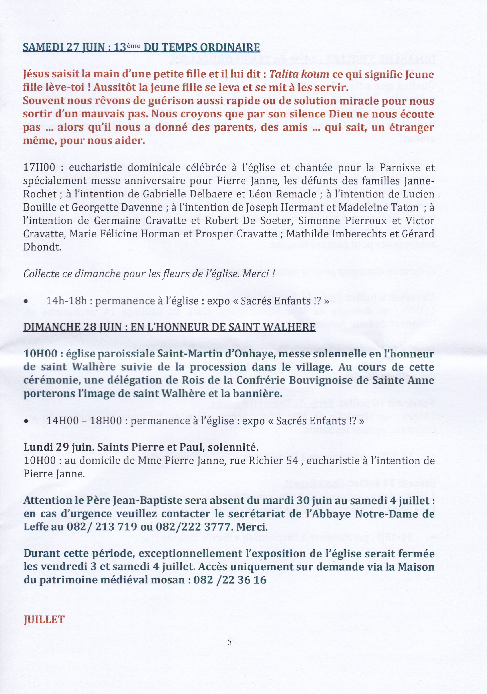 calendrier paroissial  2014