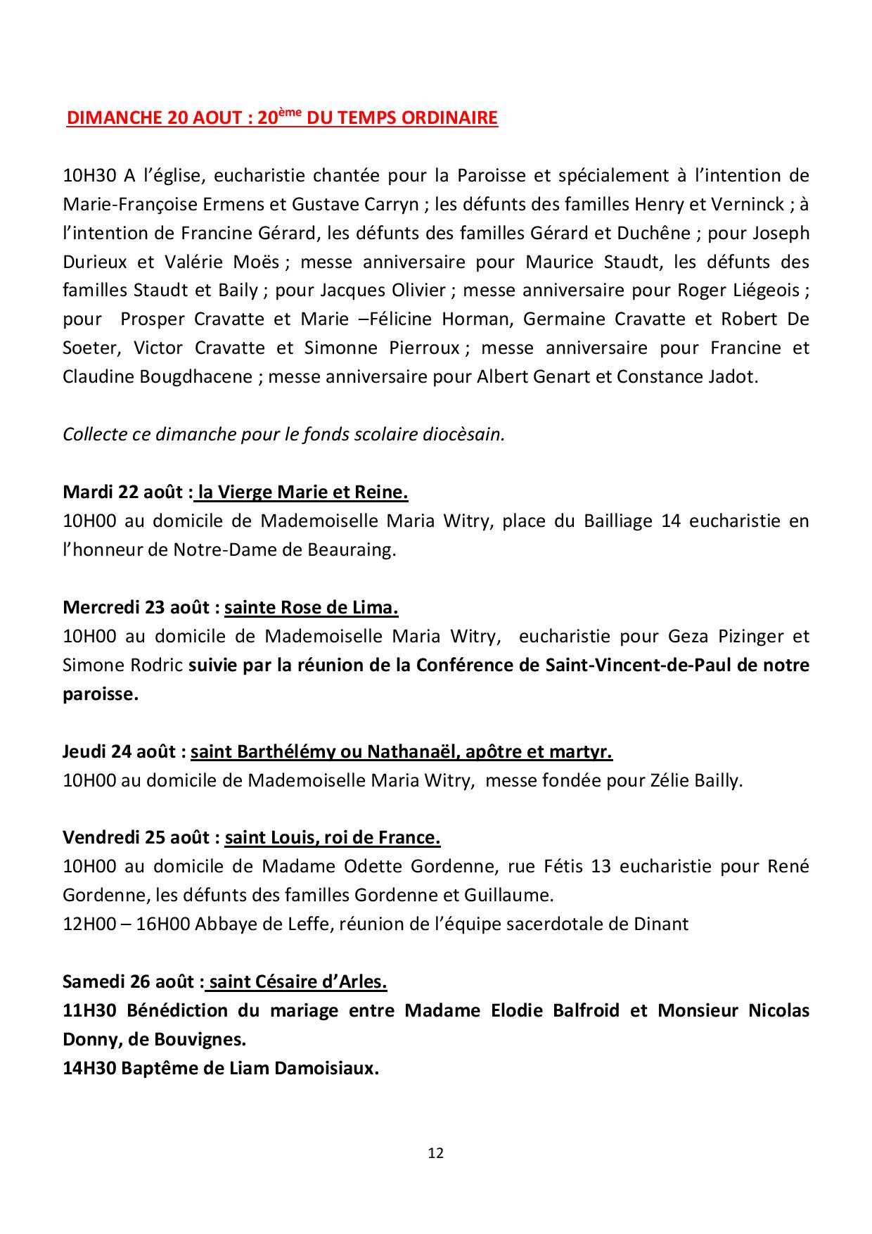 calendrier paroissial  2014