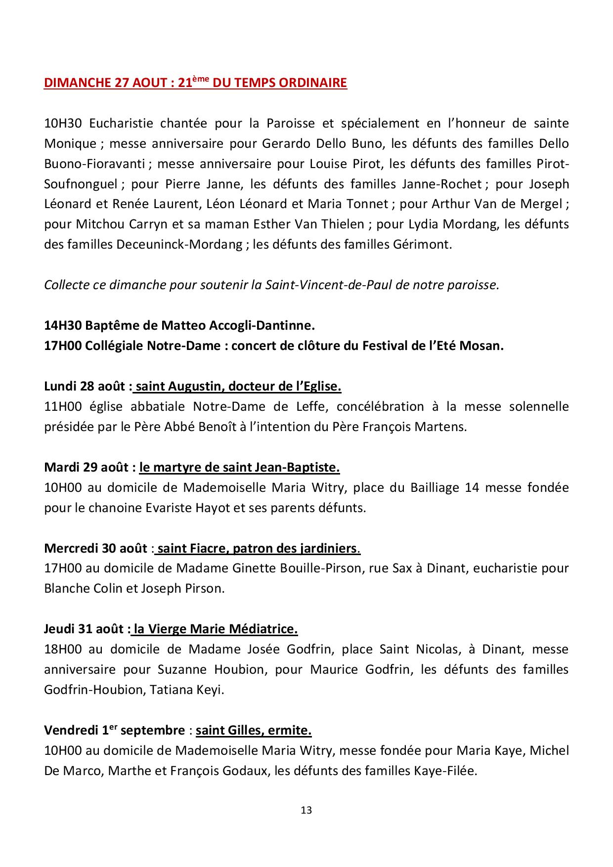 calendrier paroissial  2014