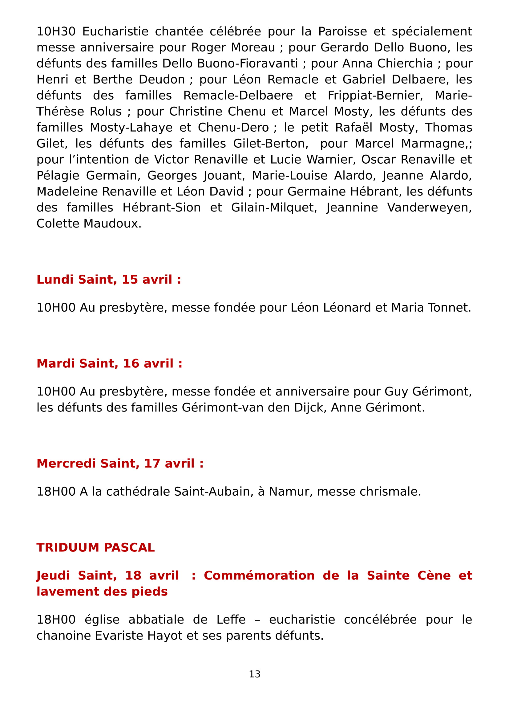 calendrier paroissial  2014