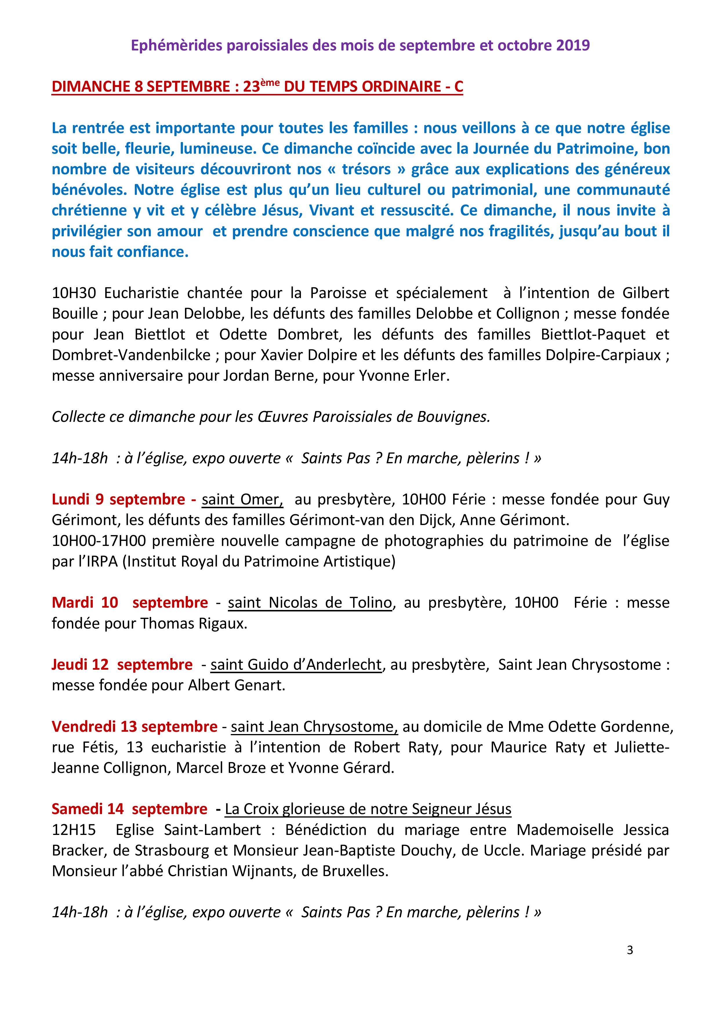 calendrier paroissial  2014